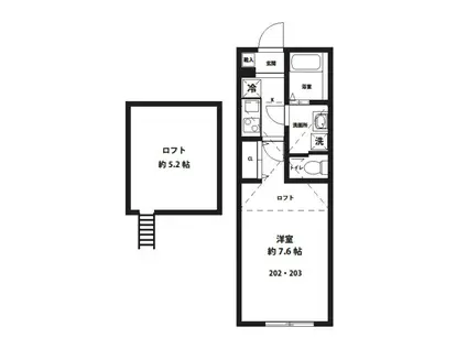 ブランシェつきみ野(1K/2階)の間取り写真