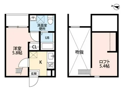 スターライト緑星(1K/1階)の間取り写真
