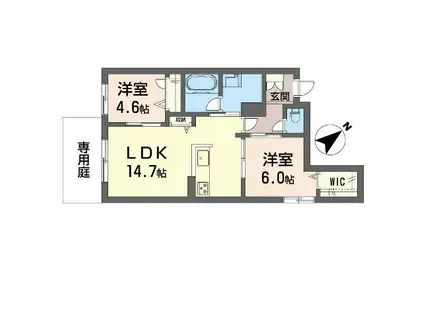 エクラージュ多治米II(2LDK/1階)の間取り写真