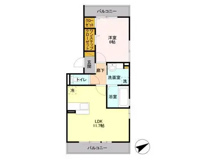 メルベーユIII(1LDK/2階)の間取り写真