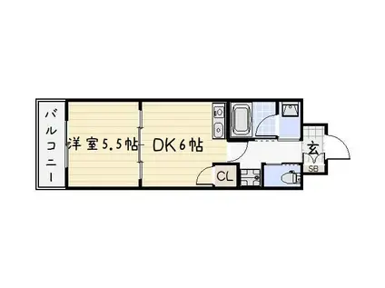 リード大手町(1DK/2階)の間取り写真
