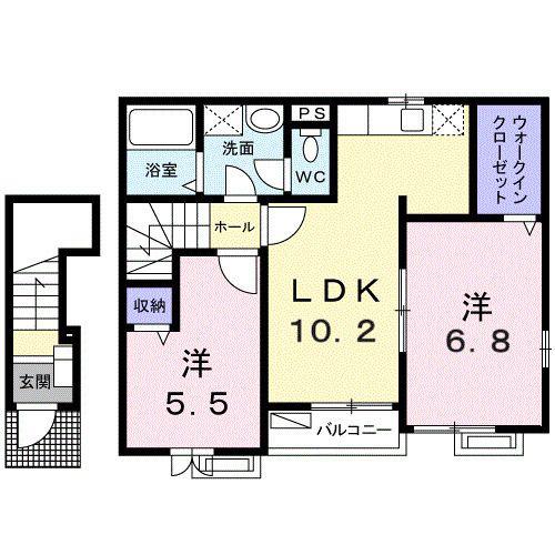 エトワール(2LDK/2階)の間取り写真