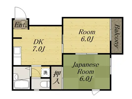 売布が丘ビューハイツ(2DK/1階)の間取り写真