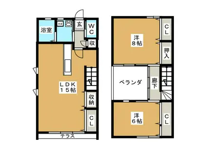 メゾン・ド・グランパB(2LDK/1階)の間取り写真