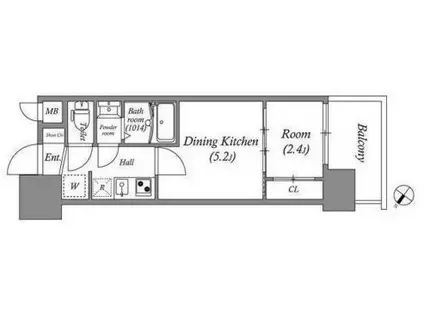 GENOVIA神戸新開地駅前(1DK/9階)の間取り写真