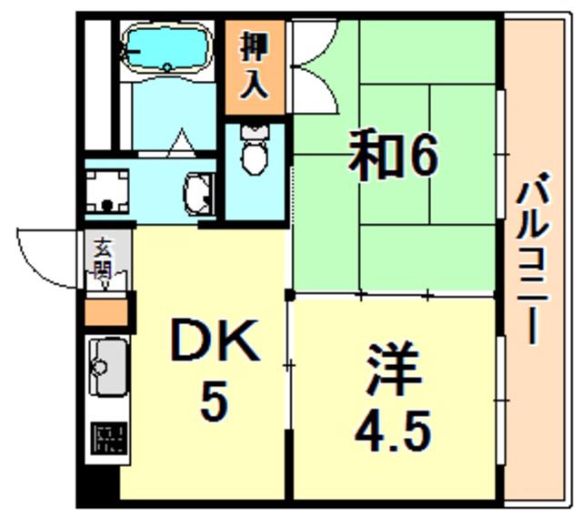 スカイハイツ五和(2DK/2階)の間取り写真