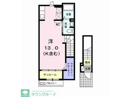 レ・プレジール(1K/2階)の間取り写真