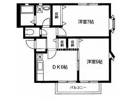 セラ岡村A(2DK/1階)の間取り写真