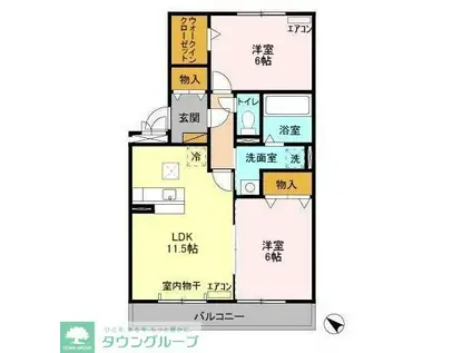 グランドソレイユA棟(2LDK/1階)の間取り写真