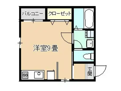 カーサ・ソレイユ鹿籠(ワンルーム/2階)の間取り写真