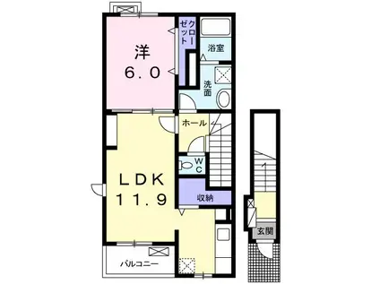 ビオーラ喜沢II(1LDK/2階)の間取り写真