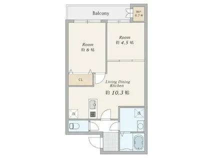 グランフェアリ-(2LDK/3階)の間取り写真