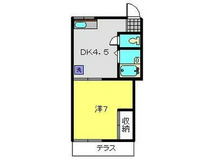 福田アパート(1DK/1階)の間取り写真
