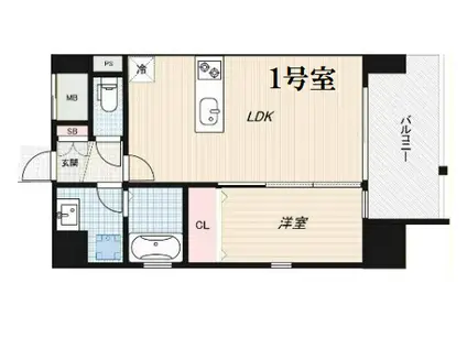 ALZA北堀江(1LDK/4階)の間取り写真