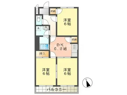 コラージュ I(3DK/2階)の間取り写真