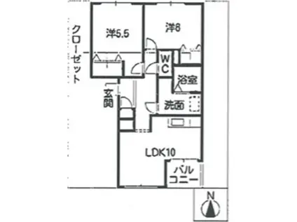 パルディア羽島(2LDK/1階)の間取り写真