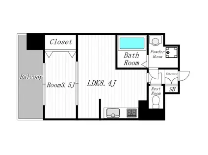 MODERN PALAZZO博多SURII(1LDK/10階)の間取り写真