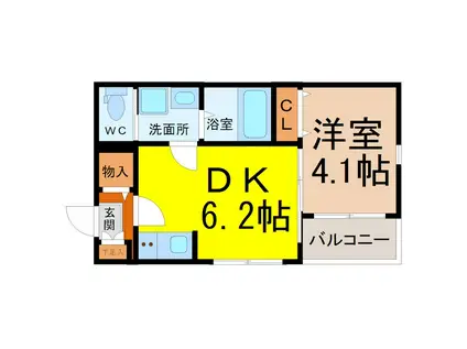 ARCOIRIS 中村公園(1DK/1階)の間取り写真