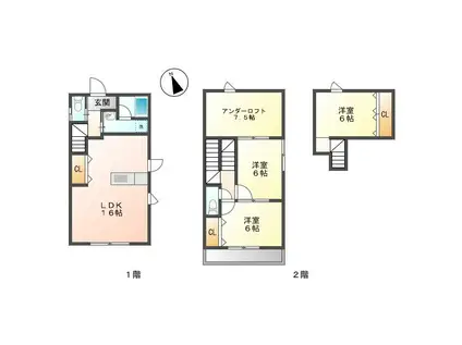 ストラーダ竹の山(3SLDK/2階)の間取り写真