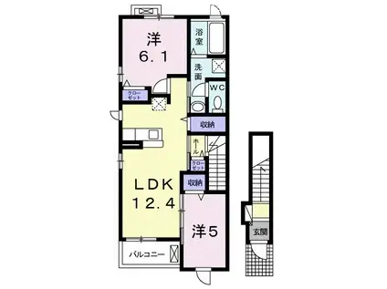 エアリーセレノ I(2LDK/2階)の間取り写真