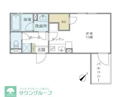 EVERTOW LIBERO KAMIIKEDAI(ワンルーム/2階)の間取り写真