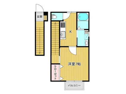 フォレスタB棟(1K/2階)の間取り写真