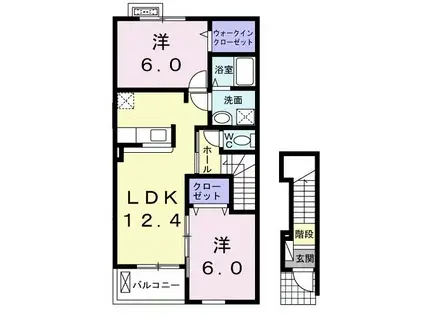 グランメゾンC(2LDK/2階)の間取り写真