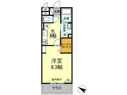 パストラーレ富士松(1K/1階)の間取り写真