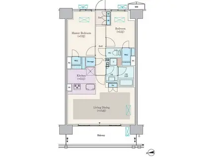 ロイヤルパークス船橋(2LDK/10階)の間取り写真