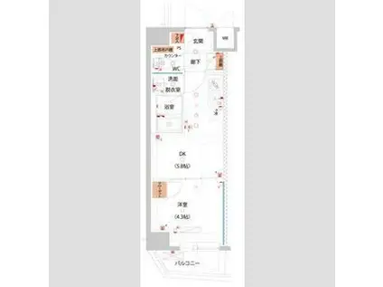 ハーモニーレジデンス東京サウス大塚(1DK/3階)の間取り写真