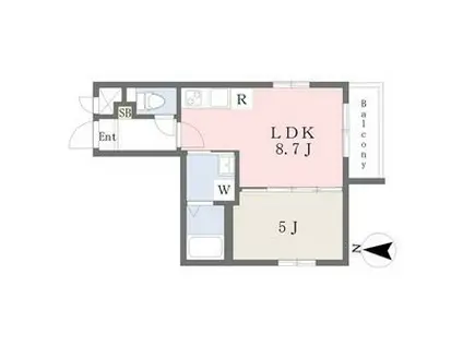 MOVE堀田ウエスト(1LDK/2階)の間取り写真