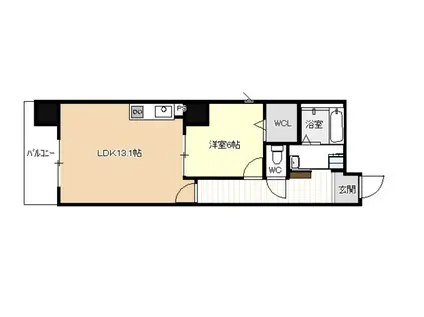 ディアコート千早(1LDK/5階)の間取り写真