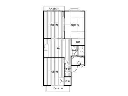 ヴィラ竹林II(3DK/2階)の間取り写真