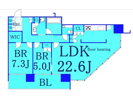 ブリリアグランデみなとみらいパークフロントタワー(2LDK/23階)の間取り写真