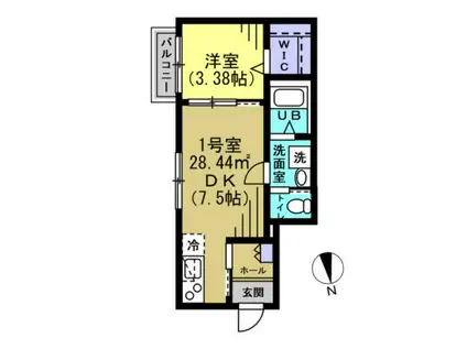 ヴィラ北松戸(1DK/2階)の間取り写真