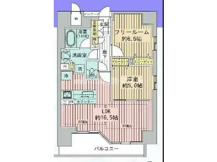 プレサンス ロジェ 難波 GRAND ウエスト(2LDK/15階)の間取り写真
