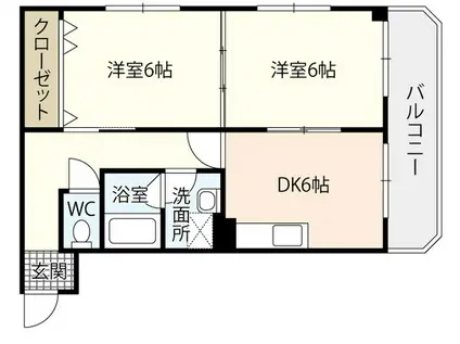 Kビル(2DK/3階)の間取り写真