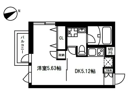 グランドソレイユVIII(1DK/4階)の間取り写真