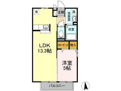 くりーん・らいふ(1LDK/2階)の間取り写真