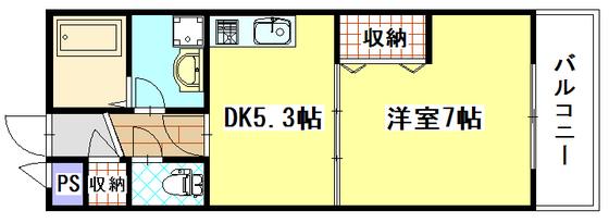 へーベルハウスみずさか(1DK/2階)の間取り写真
