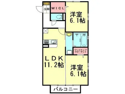 ラフィネ・ドミール(2LDK/1階)の間取り写真