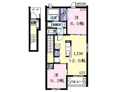 ベル・グラース A(2LDK/2階)の間取り写真