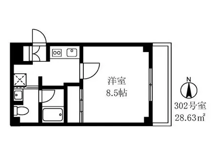 北島マンション(1K/3階)の間取り写真
