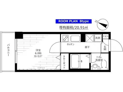 ステージファースト幡ヶ谷(1K/1階)の間取り写真