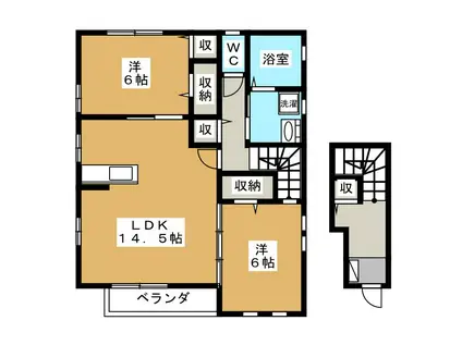 アンスリールA(2LDK/2階)の間取り写真