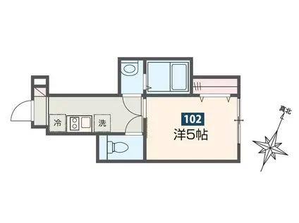 メルディア矢川2(1K/1階)の間取り写真