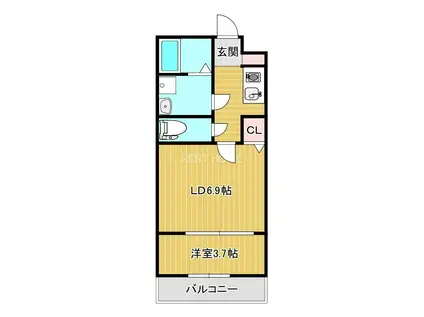 クレスト高安町南(1DK/2階)の間取り写真