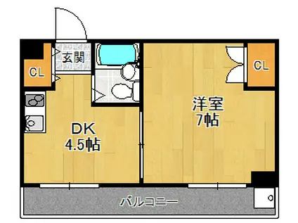 リッツ・コンチネンタル園田(1DK/3階)の間取り写真