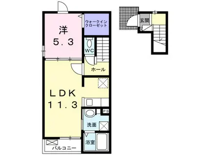 スターマイン ランドB(1LDK/2階)の間取り写真