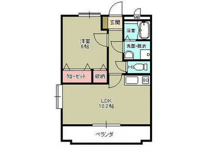 ハッピーバディ(1LDK/1階)の間取り写真